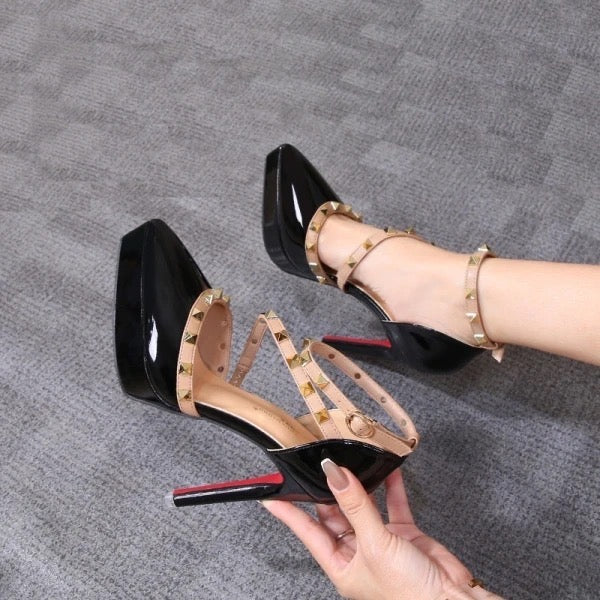 Ella Rockstud Caged Platforms Size 1 Nude IN STOCK