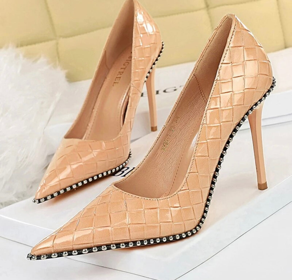 Emily Studded Woven Pumps