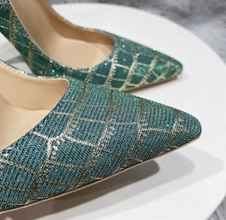 Kelly Checkered Print Heels