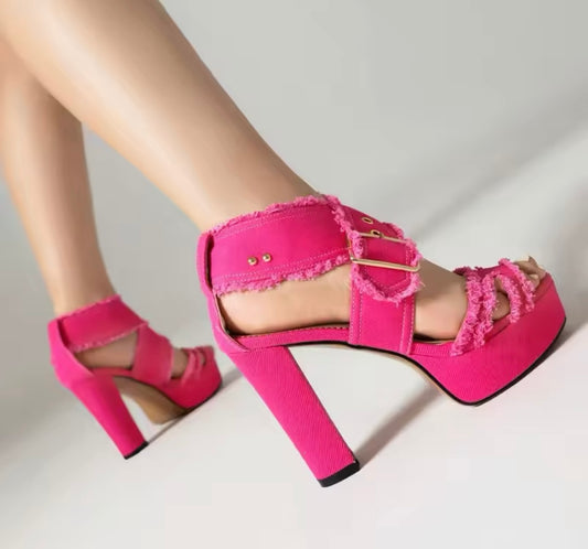 Dena Denim Heels Pink Size 1 IN STOCK