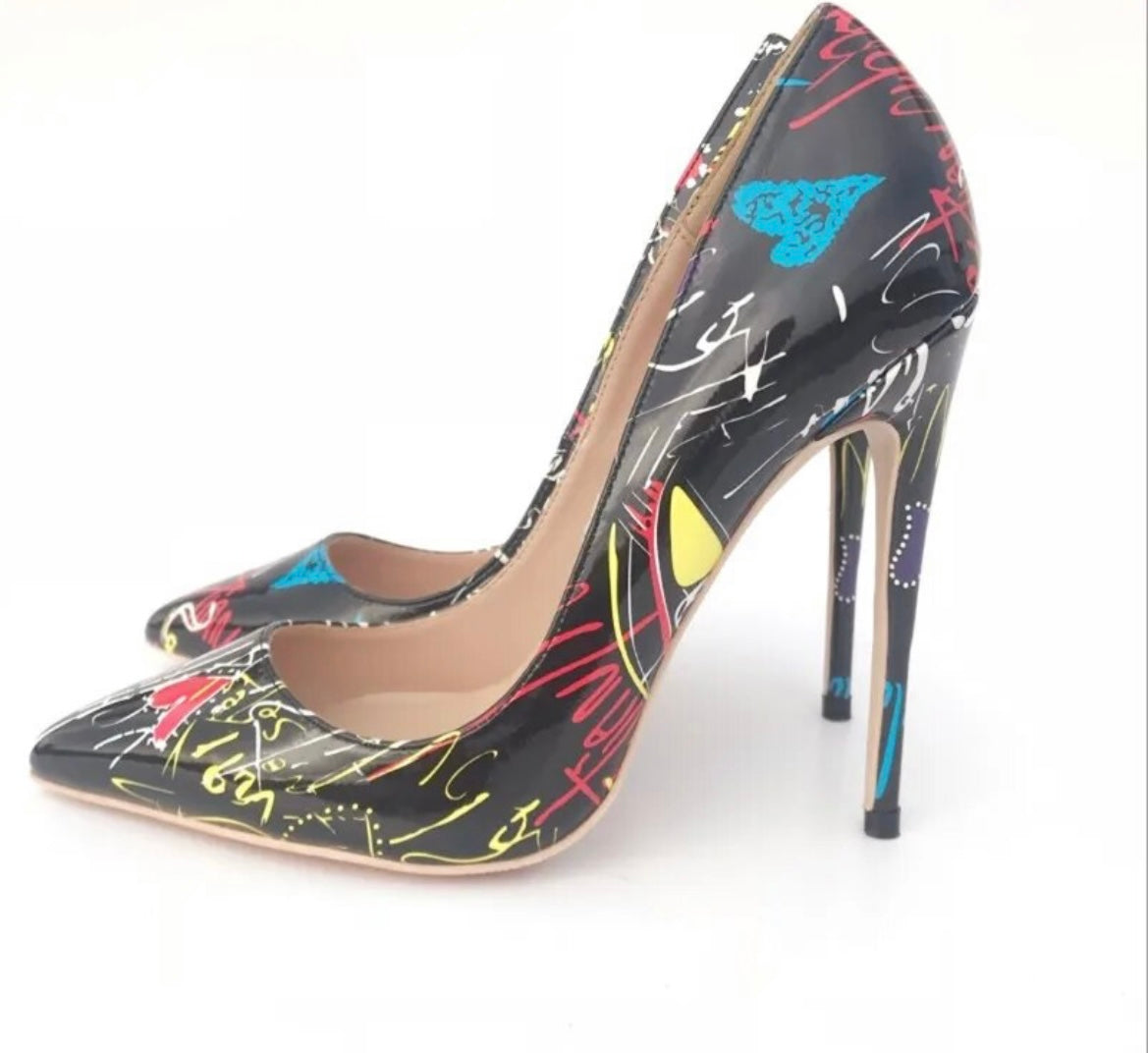 Addison Graffiti Print Heels