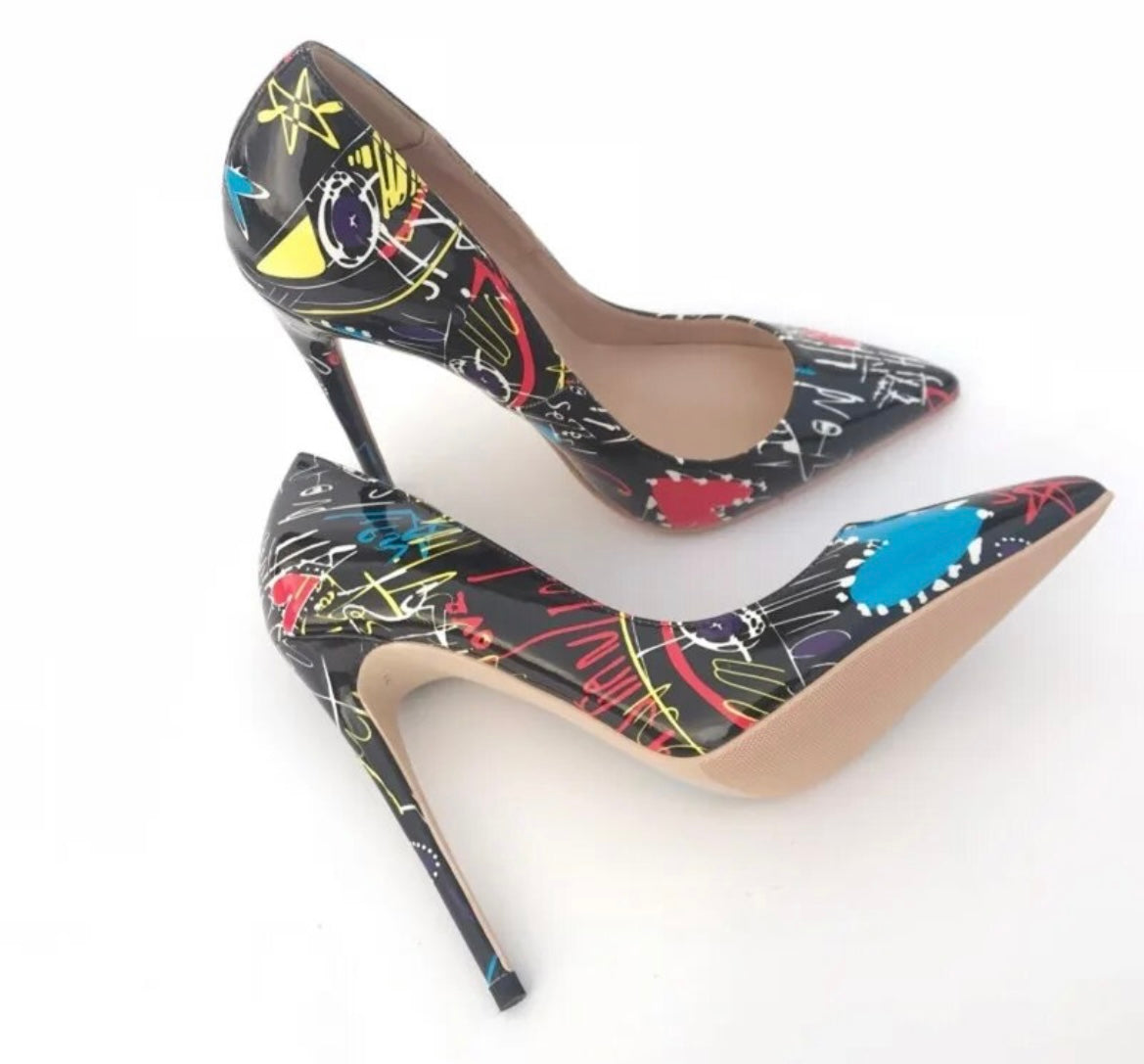 Addison Graffiti Print Heels