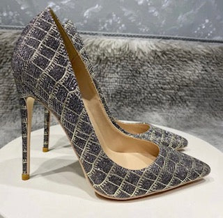 Kelly Checkered Print Heels