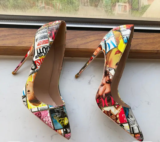 Emily Magazine Print Heels