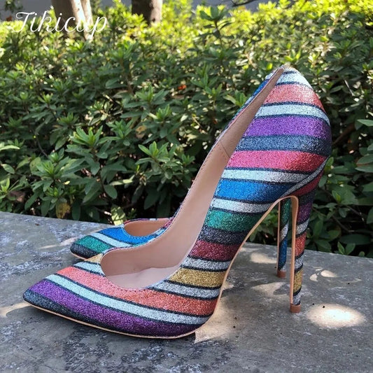 Natalie Metallic Stripe Pumps