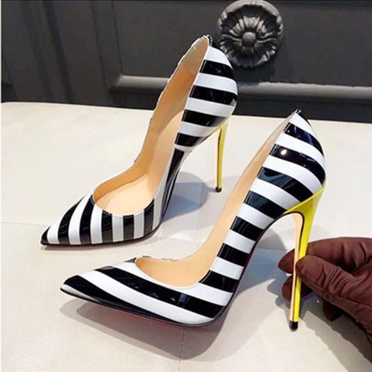 Madeline Monochrome Stripe Heels