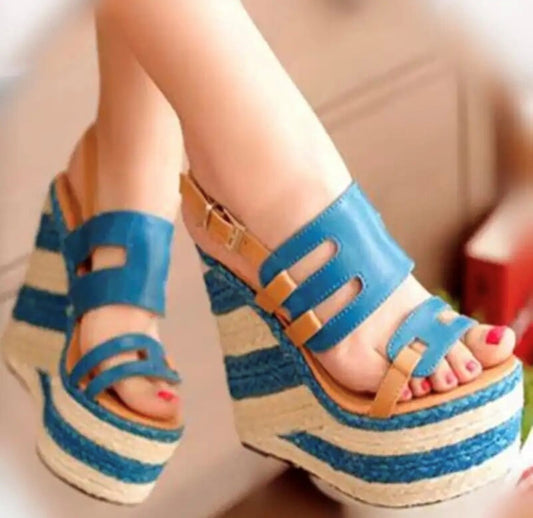 Ocean Woven Wedge Sandals