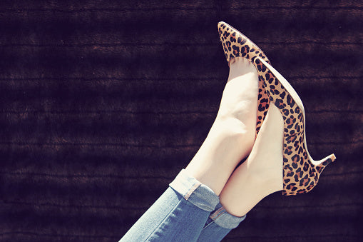 Leopard print small sized shoes for ladies