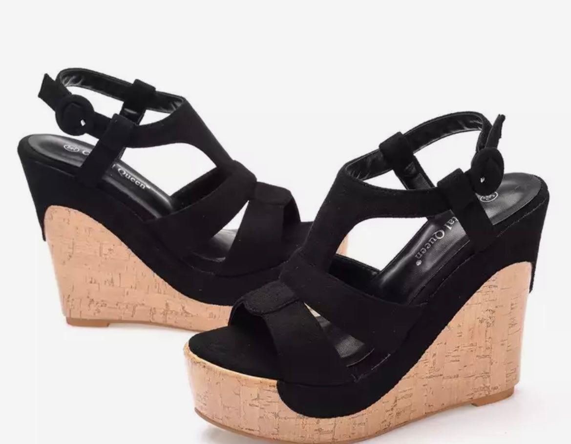 Little girl sale black wedges