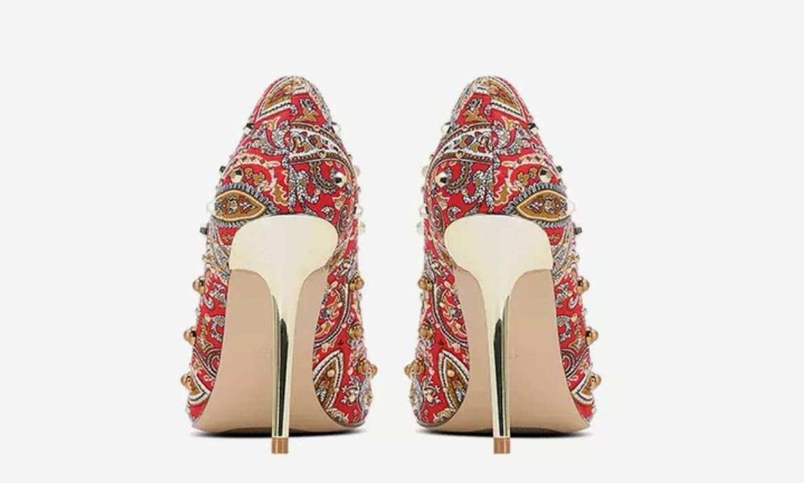 Paisley on sale block heels