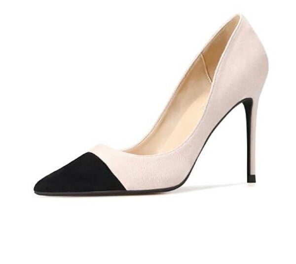 High heels black and nude court shoe