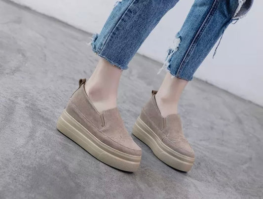 Grey thick soled wedge flatforms