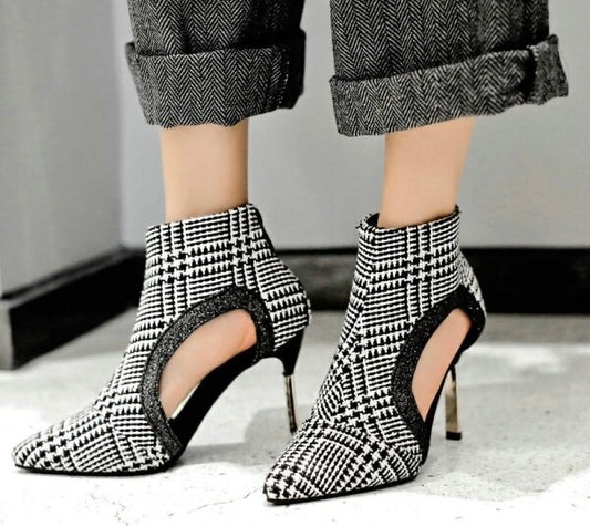 houndstooth ankle boots