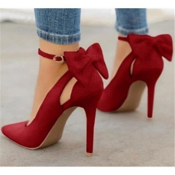 High heels with bows on clearance back